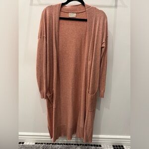 Dreamers Long Open-Front Cardigan in Dusty Rose